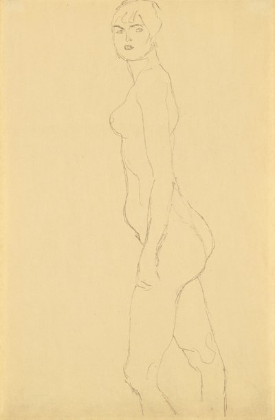 Nude Facing Left by Gustav Klimt